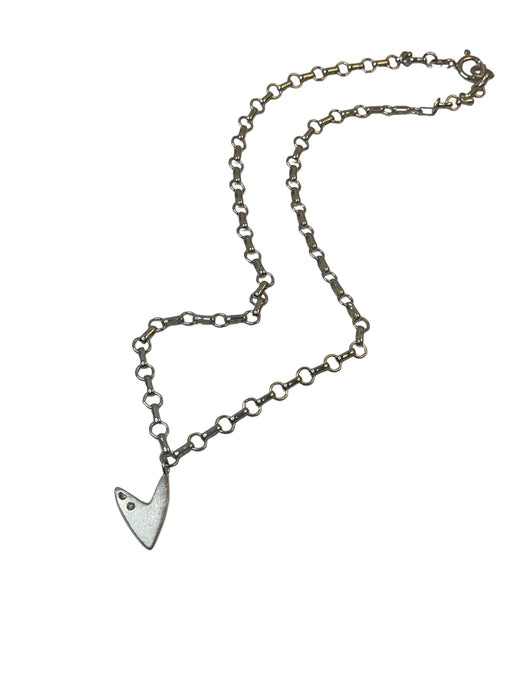 Rock and Roll Heart Necklace in Silver and Diamonds
