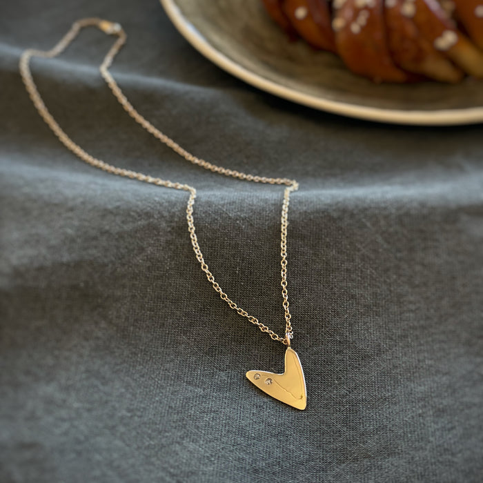 Rock and Roll Heart Necklace in Gold and Diamonds