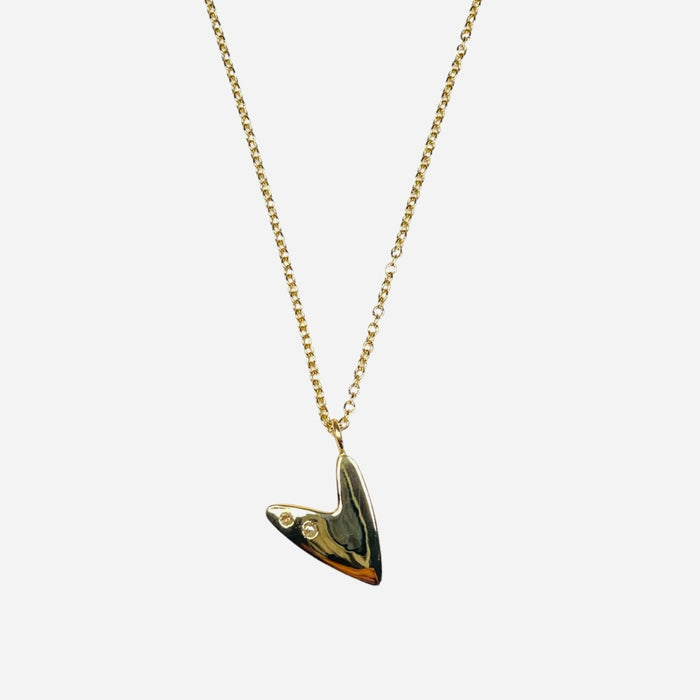 Rock and Roll Heart Necklace in Gold and Diamonds