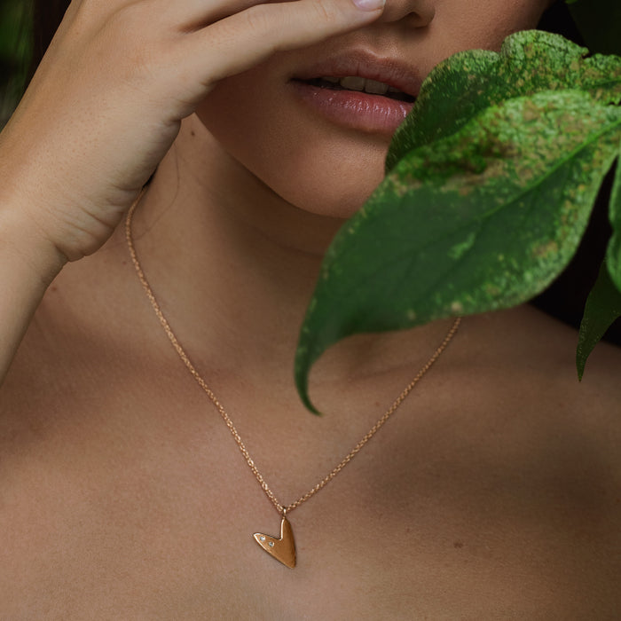 Rock and Roll Heart Necklace in Gold and Diamonds