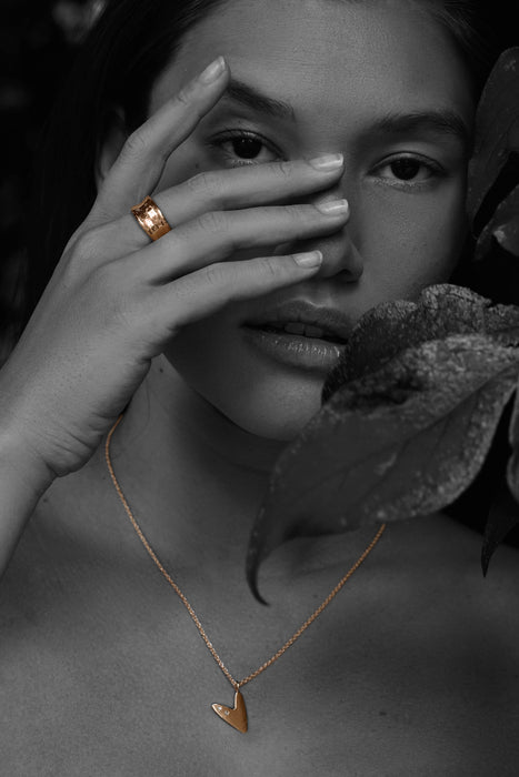 Rock and Roll Heart Necklace in Gold and Diamonds