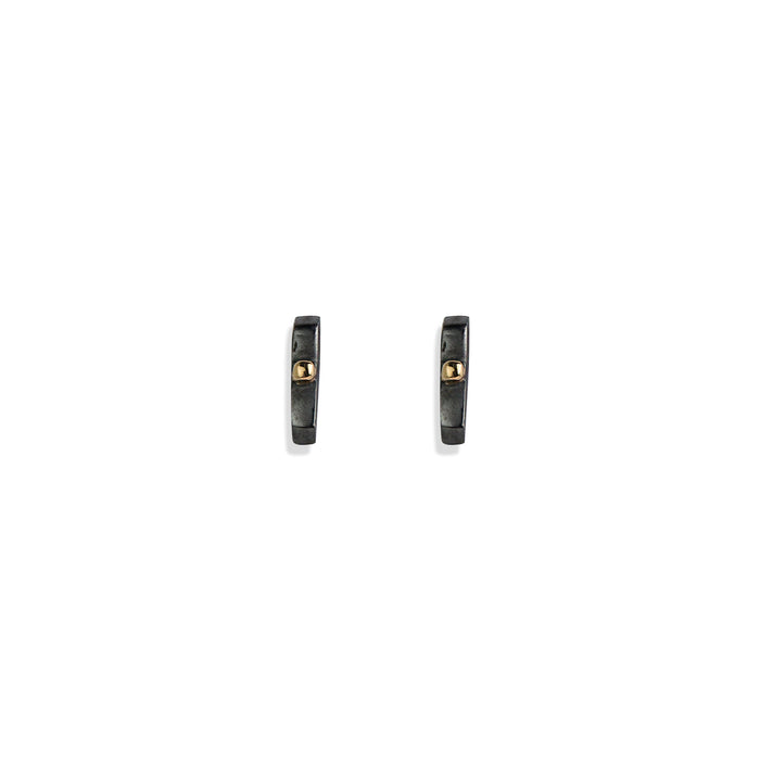 BABY BAR STUDS WITH 18K YELLOW GOLD BEADS