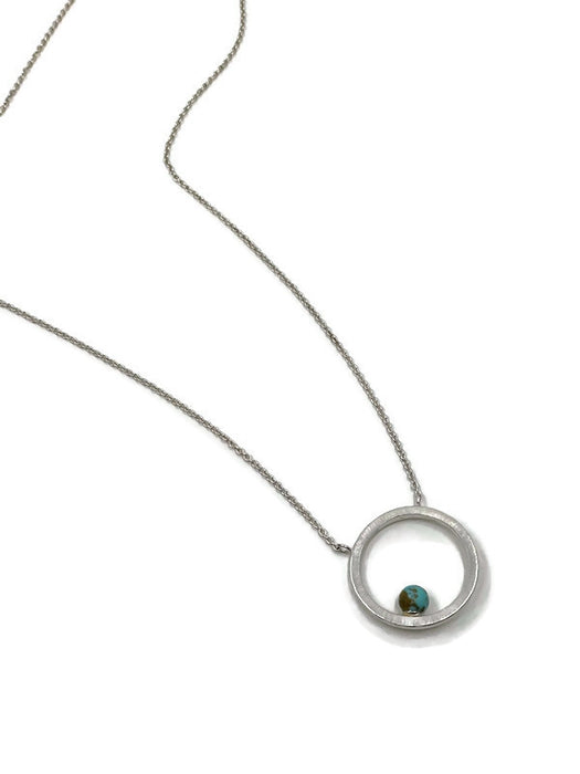 FULL CIRCLE NECKLACE STERLING SILVER AND KINGMAN TURQUOISE