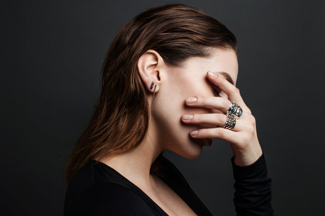 JEFFREYI RING OXIDIZED STERLING SILVER