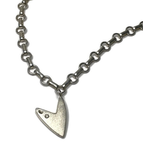 Rock and Roll Heart Necklace in Silver and Diamonds
