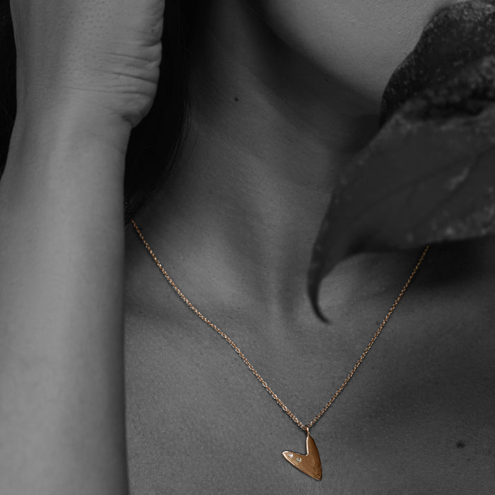 Rock and Roll Heart Necklace in Gold and Diamonds