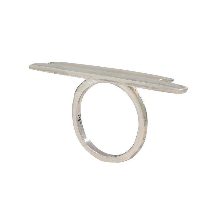 BAR RING IN 14K YELLOW GOLD AND STERLING SILVER