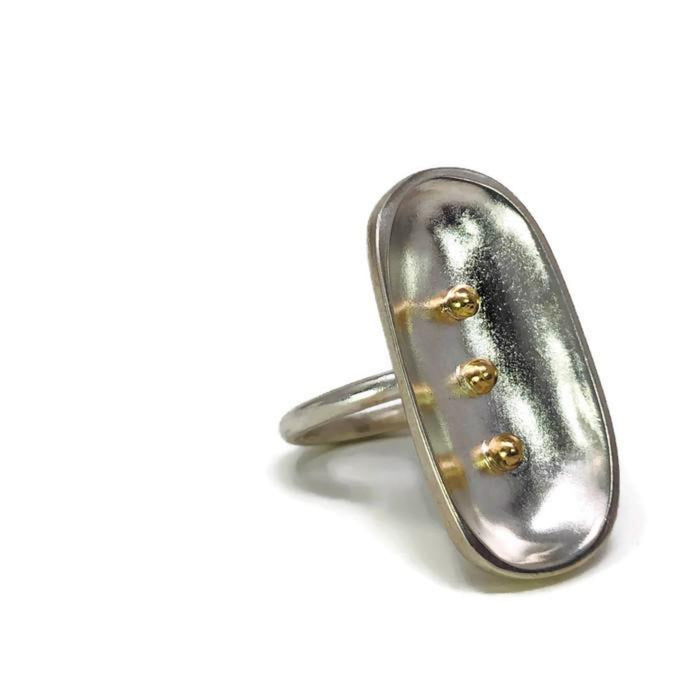 FLOAT RING WITH 14k YELLOW GOLD BEADS