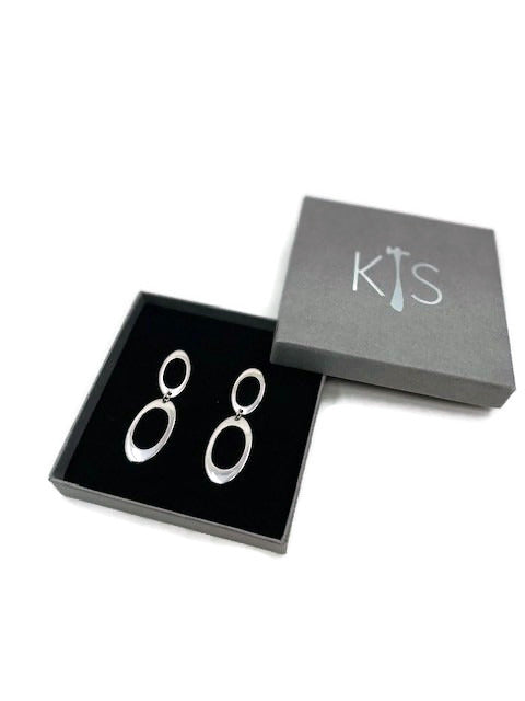 DOUBLE STONE EARRINGS SILVER