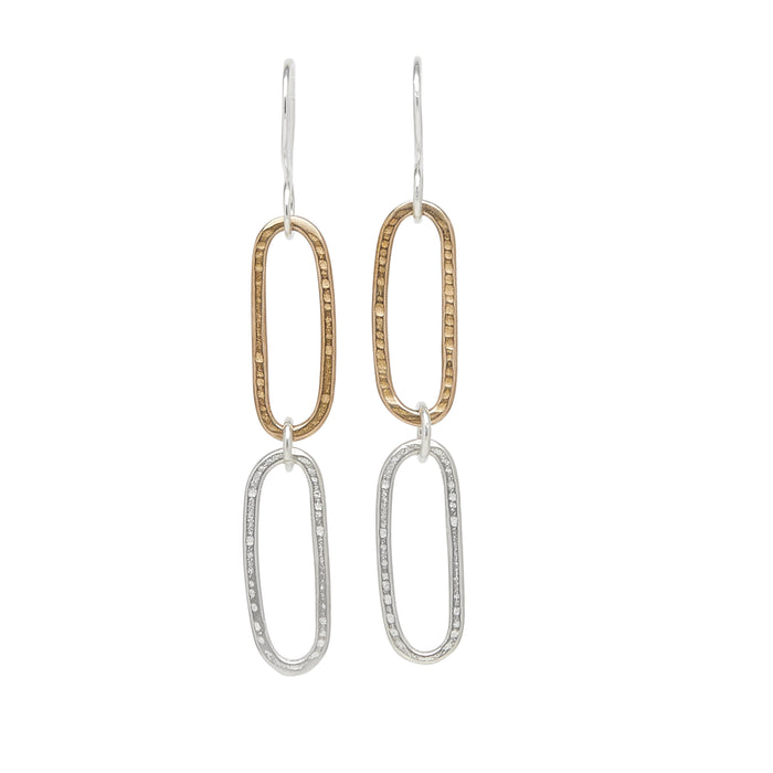 CHAIN-GES 2 LINK EARRINGS BRONZE AND SILVER