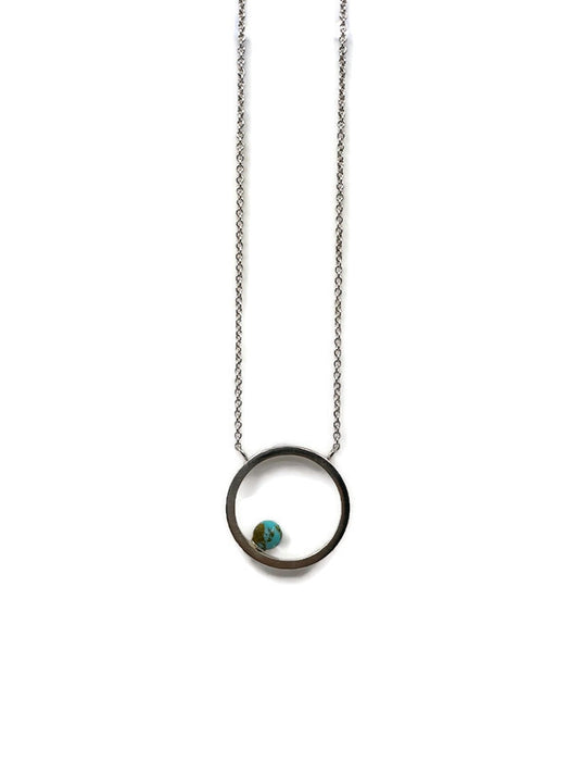 FULL CIRCLE NECKLACE STERLING SILVER AND KINGMAN TURQUOISE