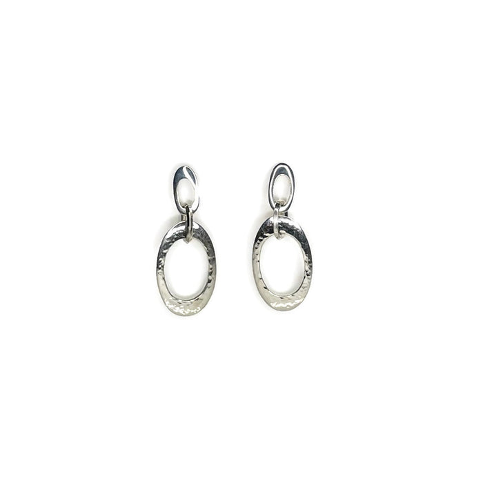 Silver color antique stone earrings - Jaipur Mart - 4257593